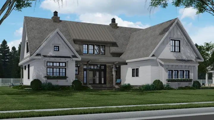 Modern Farmhouse house plans 38-551 - front exterior, 3,319 sq ft, 4 bed, 4 bath house plans | Monster House Plans