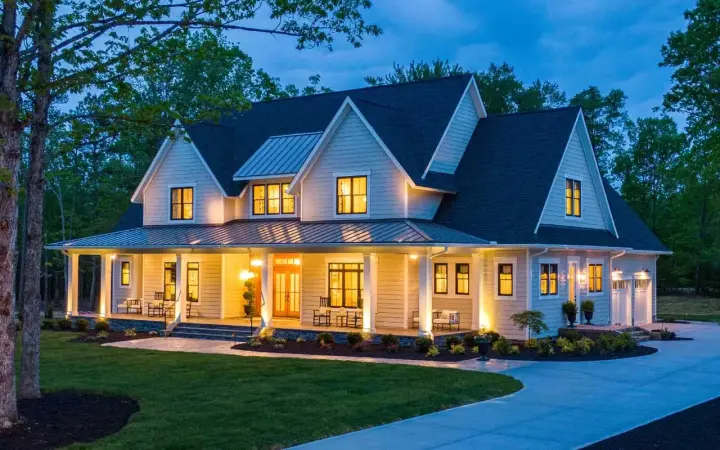Modern Farmhouse house plans 38-553 - front exterior, 3,952 sq ft, 4 bed, 4 bath house plans | Monster House Plans
