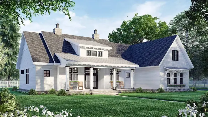 Modern Farmhouse house plans 38-564 - front exterior, 2,385 sq ft, 3 bed, 2 bath house plans | Monster House Plans