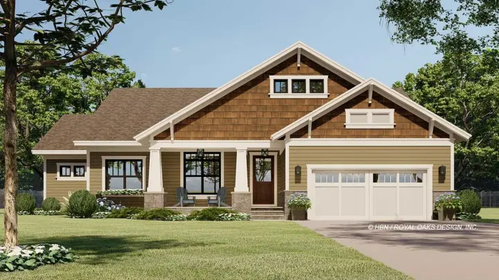 Craftsman house plans 38-575 - front exterior, 2,082 sq ft, 3 bed, 2 bath house plans | Monster House Plans