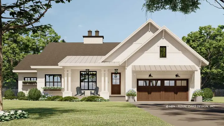 Modern Farmhouse house plans 38-577 - front exterior, 2,082 sq ft, 3 bed, 2 bath house plans | Monster House Plans
