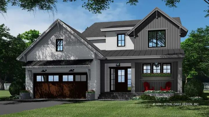 Modern Farmhouse house plans 38-585 - front exterior, 1,925 sq ft, 4 bed, 2 bath house plans | Monster House Plans