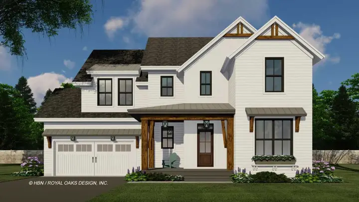 Modern Farmhouse house plans 38-591 - front exterior, 2,317 sq ft, 4 bed, 3 bath house plans | Monster House Plans