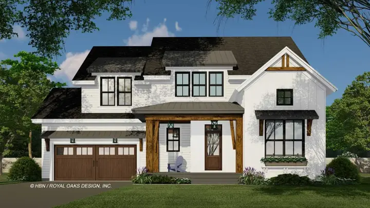 Modern Farmhouse house plans 38-594 - front exterior, 2,167 sq ft, 3 bed, 2 bath house plans | Monster House Plans