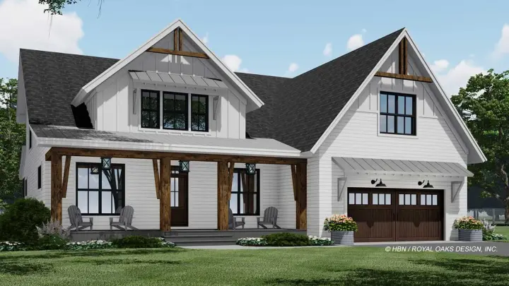 Modern Farmhouse house plans 38-600 - front exterior, 3,010 sq ft, 4 bed, 3 bath house plans | Monster House Plans