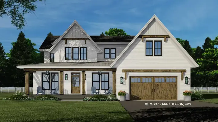 Modern Farmhouse house plans 38-604 - front exterior, 4,030 sq ft, 5 bed, 4 bath house plans | Monster House Plans
