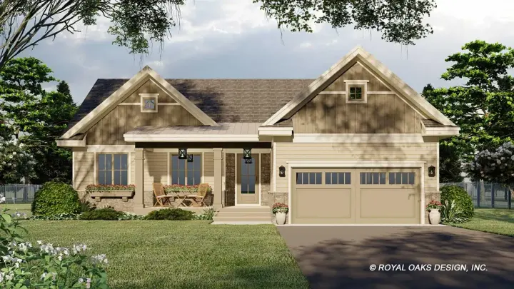 Craftsman house plans 38-605 - front exterior, 1,664 sq ft, 3 bed, 2 bath house plans | Monster House Plans