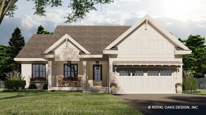 Modern Farmhouse house plans 38-606 - front exterior, 1,664 sq ft, 3 bed, 2 bath house plans | Monster House Plans