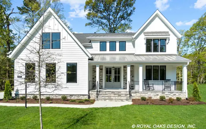 Modern Farmhouse house plans 38-610 - front exterior, 3,135 sq ft, 4 bed, 3 bath house plans | Monster House Plans