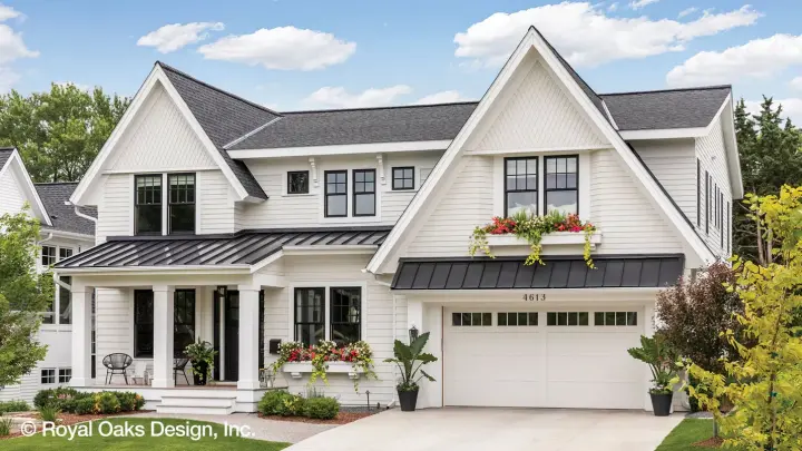 Modern Farmhouse house plans 38-616 - front exterior, 3,879 sq ft, 4 bed, 3 bath house plans | Monster House Plans