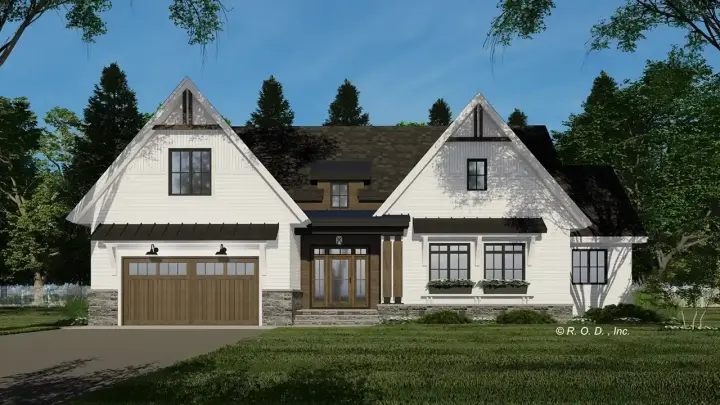 Modern Farmhouse house plans 38-620 - front exterior, 2,137 sq ft, 3 bed, 2 bath house plans | Monster House Plans