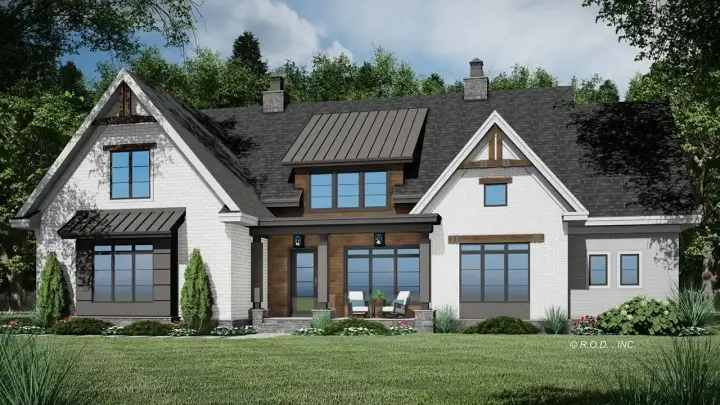 Modern Farmhouse house plans 38-624 - front exterior, 2,339 sq ft, 4 bed, 3 bath house plans | Monster House Plans
