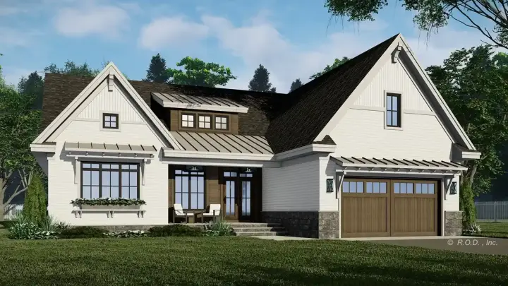 Modern Farmhouse house plans 38-631 - front exterior, 2,013 sq ft, 3 bed, 2 bath house plans | Monster House Plans