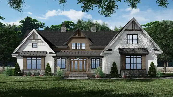 Modern Farmhouse house plans 38-632 - front exterior, 2,660 sq ft, 3 bed, 2 bath house plans | Monster House Plans
