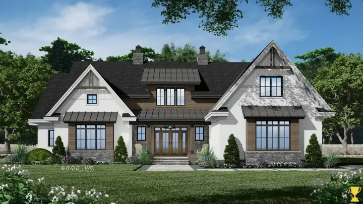 Modern Farmhouse house plans 38-633 - front exterior, 3,415 sq ft, 4 bed, 2 bath house plans | Monster House Plans