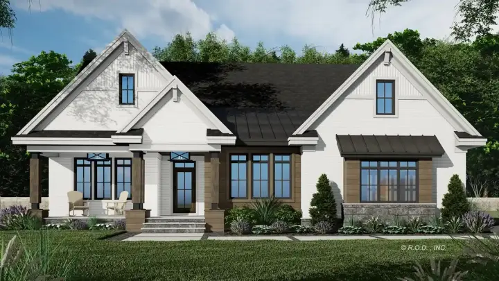 Modern Farmhouse house plans 38-634 - front exterior, 2,237 sq ft, 2 bed, 2 bath house plans | Monster House Plans