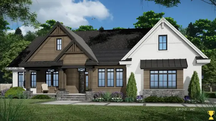 Transitional house plans 38-635 - front exterior, 2,563 sq ft, 4 bed, 3 bath house plans | Monster House Plans