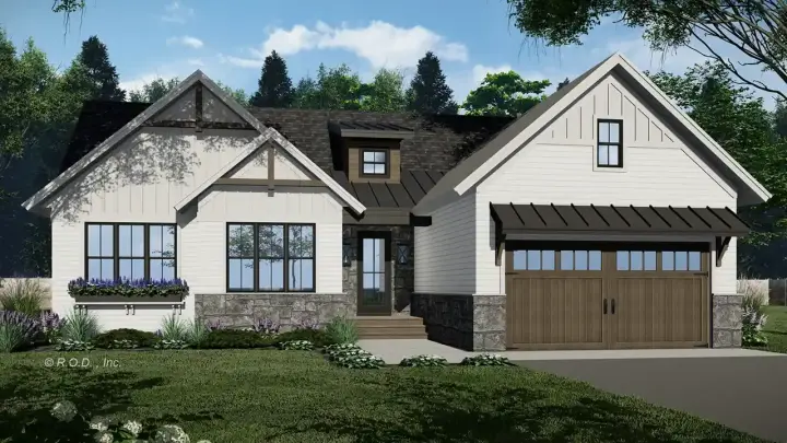Modern Farmhouse house plans 38-638 - front exterior, 1,952 sq ft, 3 bed, 2 bath house plans | Monster House Plans