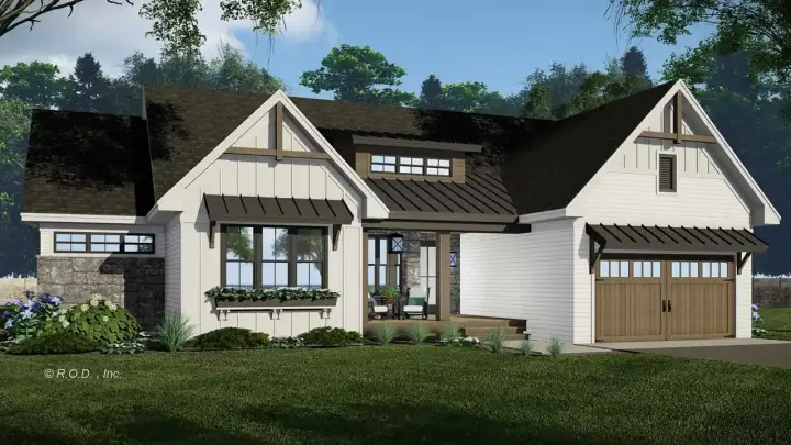 Modern Farmhouse house plans 38-639 - front exterior, 2,027 sq ft, 4 bed, 2 bath house plans | Monster House Plans