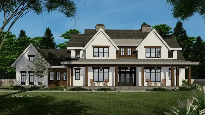Modern Farmhouse house plans 38-640 - front exterior, 3,235 sq ft, 5 bed, 3 bath house plans | Monster House Plans
