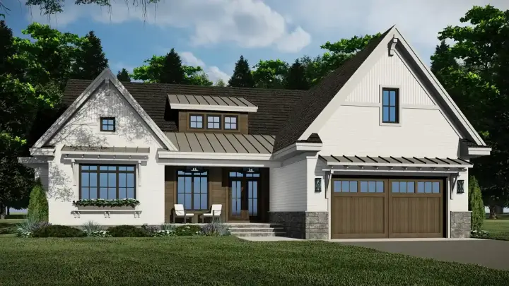 Modern Farmhouse house plans 38-641 - front exterior, 2,100 sq ft, 3 bed, 2 bath house plans | Monster House Plans