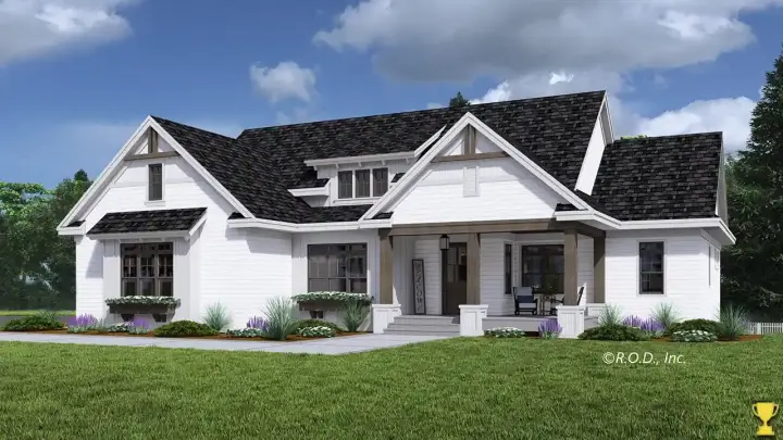 Modern Farmhouse house plans 38-646 - front exterior, 3,046 sq ft, 4 bed, 4 bath house plans | Monster House Plans