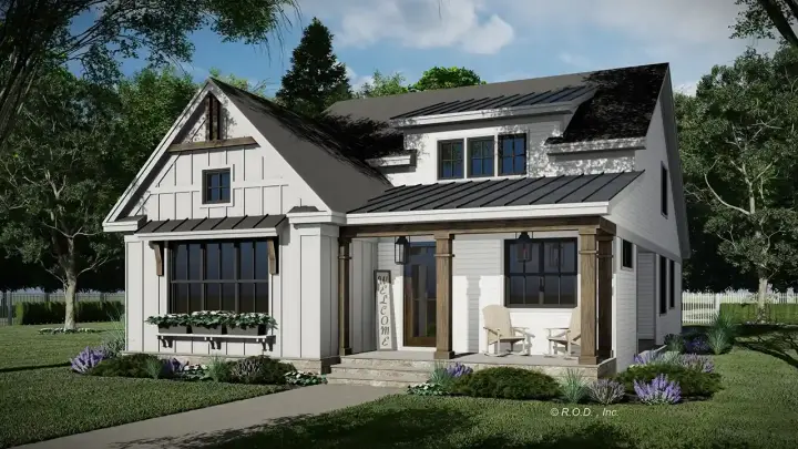 Modern Farmhouse house plans 38-648 - front exterior, 2,419 sq ft, 3 bed, 3 bath house plans | Monster House Plans