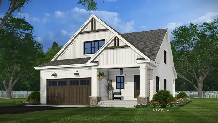 Modern Farmhouse house plans 38-682 - front exterior, 1,995 sq ft, 3 bed, 3 bath house plans | Monster House Plans