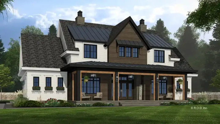 Modern Farmhouse house plans 38-699 - front exterior, 3,536 sq ft, 5 bed, 4 bath house plans | Monster House Plans