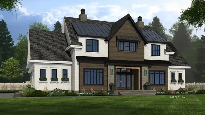 Modern Farmhouse house plans 38-700 - front exterior, 3,574 sq ft, 5 bed, 4 bath house plans | Monster House Plans