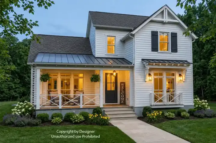 Modern Farmhouse house plans 38-756 - front exterior, 2,719 sq ft, 4 bed, 3 bath house plans | Monster House Plans