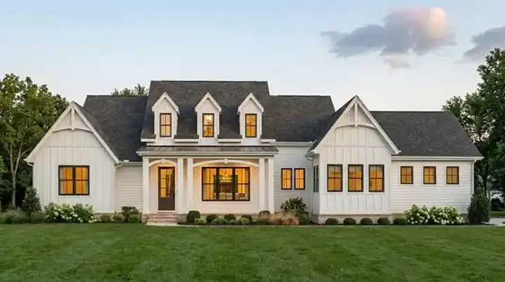 Modern Farmhouse house plans 39-102 - front exterior, 2,185 sq ft, 3 bed, 2 bath house plans | Monster House Plans