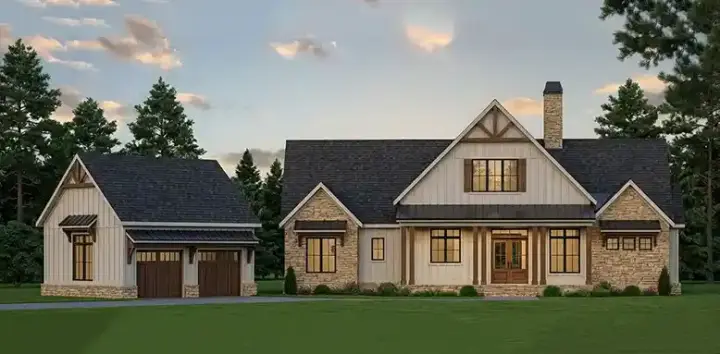 Mountain Rustic house plans 39-103 - front exterior, 2,535 sq ft, 4 bed, 3 bath house plans | Monster House Plans