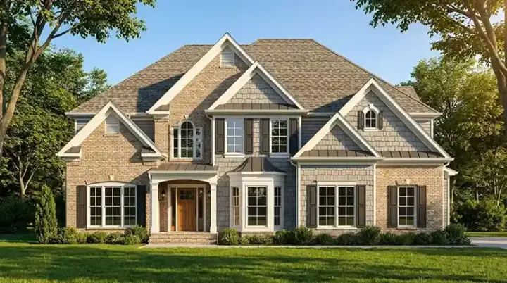 Transitional house plans 39-107 - front exterior, 3,525 sq ft, 5 bed, 4 bath house plans | Monster House Plans