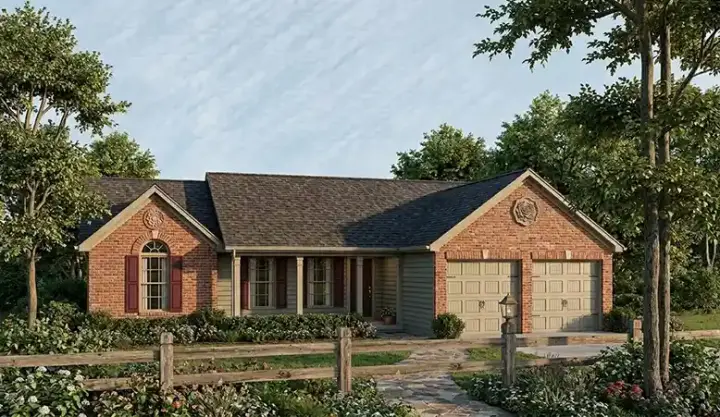 Country house plans 4-107 - front exterior, 1,197 sq ft, 3 bed, 2 bath house plans | Monster House Plans