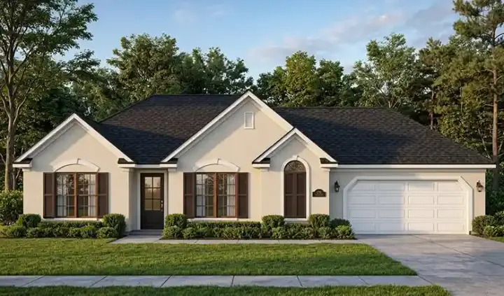 Traditional house plans 4-110 - front exterior, 1,304 sq ft, 3 bed, 2 bath house plans | Monster House Plans