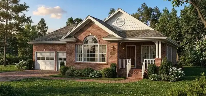 Traditional house plans 4-113 - front exterior, 1,343 sq ft, 3 bed, 2 bath house plans | Monster House Plans