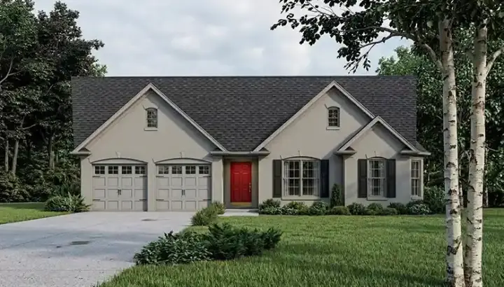 Traditional house plans 4-116 - front exterior, 1,387 sq ft, 3 bed, 2 bath house plans | Monster House Plans