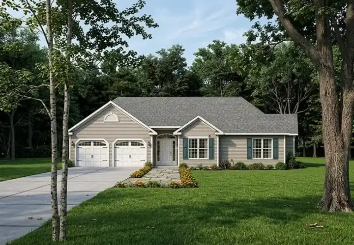 Traditional house plans 4-120 - front exterior, 1,477 sq ft, 3 bed, 2 bath house plans | Monster House Plans
