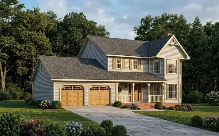 Country house plans 4-129 - front exterior, 1,598 sq ft, 3 bed, 2 bath house plans | Monster House Plans