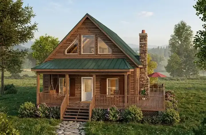 Contemporary house plans 4-132 - front exterior, 1,647 sq ft, 2 bed, 1 bath house plans | Monster House Plans