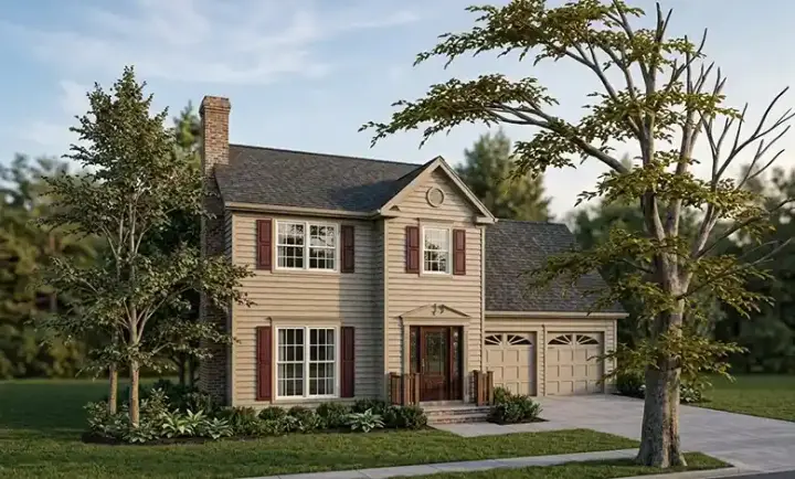 Southern Colonial house plans 4-139 - front exterior, 1,456 sq ft, 3 bed, 2 bath house plans | Monster House Plans