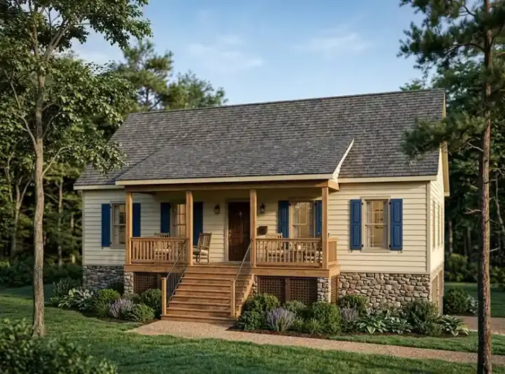 Ranch house plans 4-140 - front exterior, 1,728 sq ft, 3 bed, 2 bath house plans | Monster House Plans
