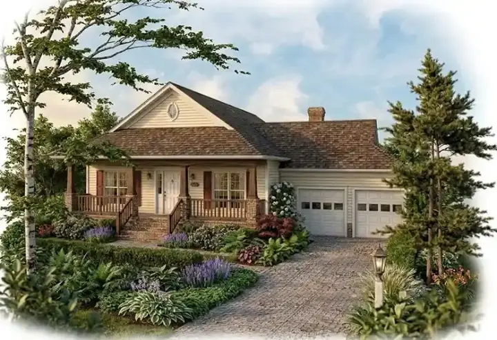 Country house plans 4-142 - front exterior, 1,770 sq ft, 3 bed, 2 bath house plans | Monster House Plans