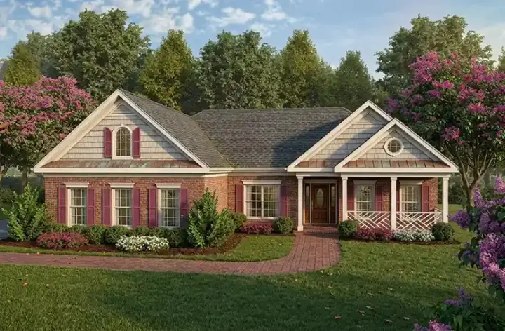 Traditional house plans 4-145 - front exterior, 1,787 sq ft, 3 bed, 2 bath house plans | Monster House Plans