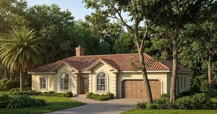 Mediterranean house plans 4-163 - front exterior, 2,020 sq ft, 3 bed, 2 bath house plans | Monster House Plans