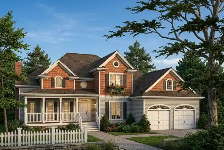 Traditional house plans 4-200 - front exterior, 2,484 sq ft, 3 bed, 2 bath house plans | Monster House Plans