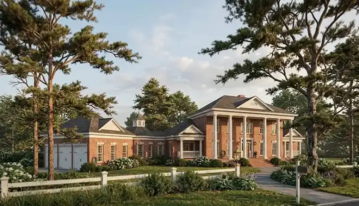 Southern Colonial house plans 4-241 - front exterior, 3,634 sq ft, 4 bed, 4 bath house plans | Monster House Plans