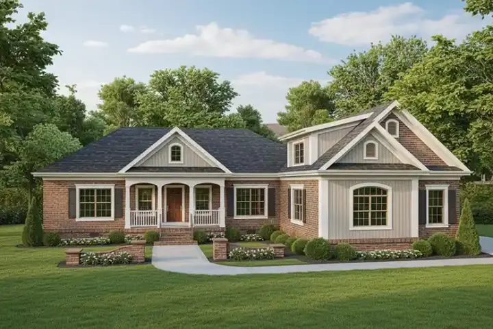 Traditional house plans 4-255 - front exterior, 1,800 sq ft, 4 bed, 3 bath house plans | Monster House Plans