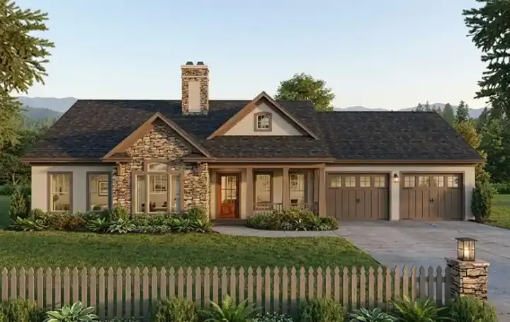 Craftsman house plans 4-273 - front exterior, 1,399 sq ft, 3 bed, 2 bath house plans | Monster House Plans